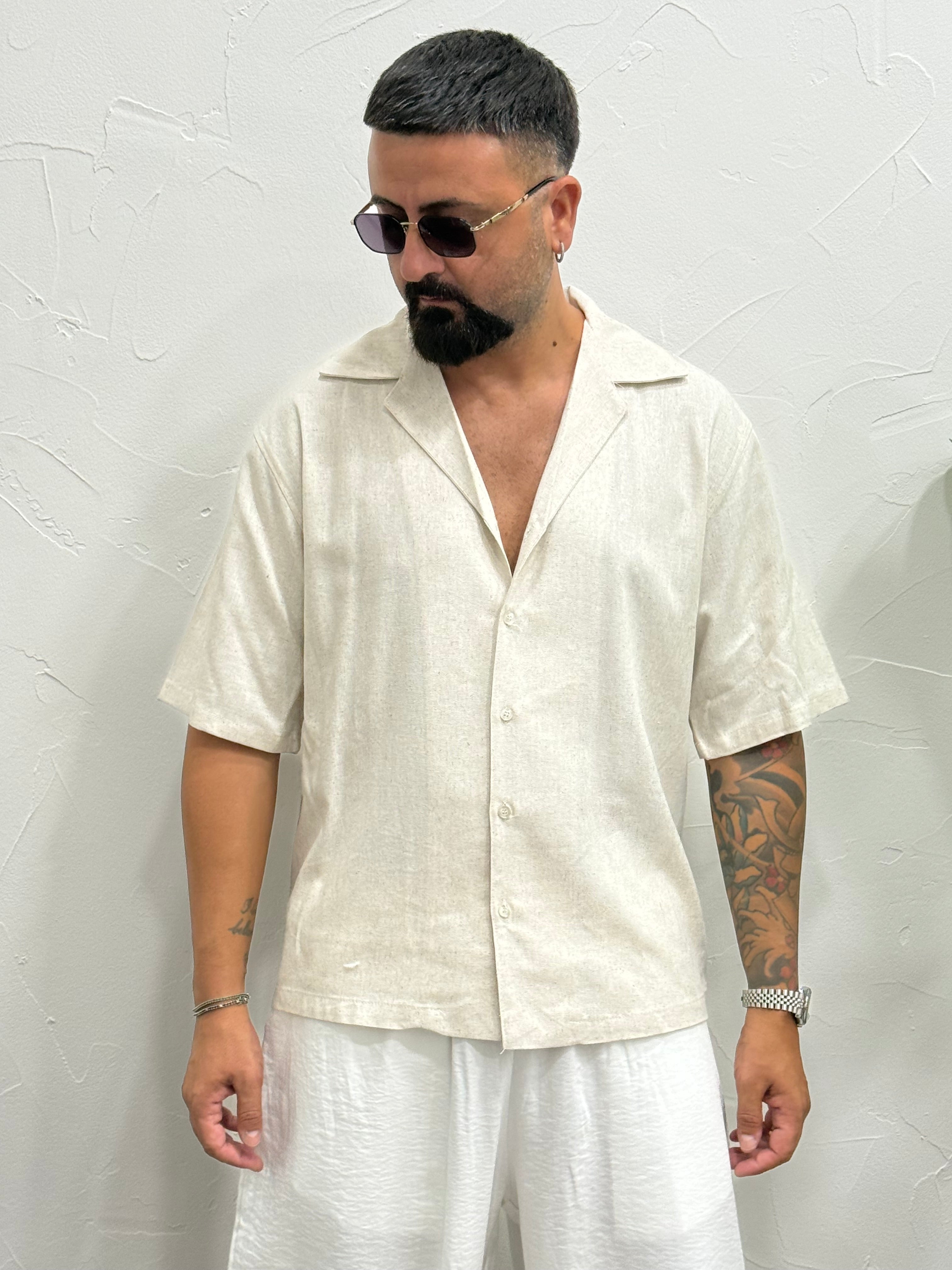 Camicia mezza manica di lino