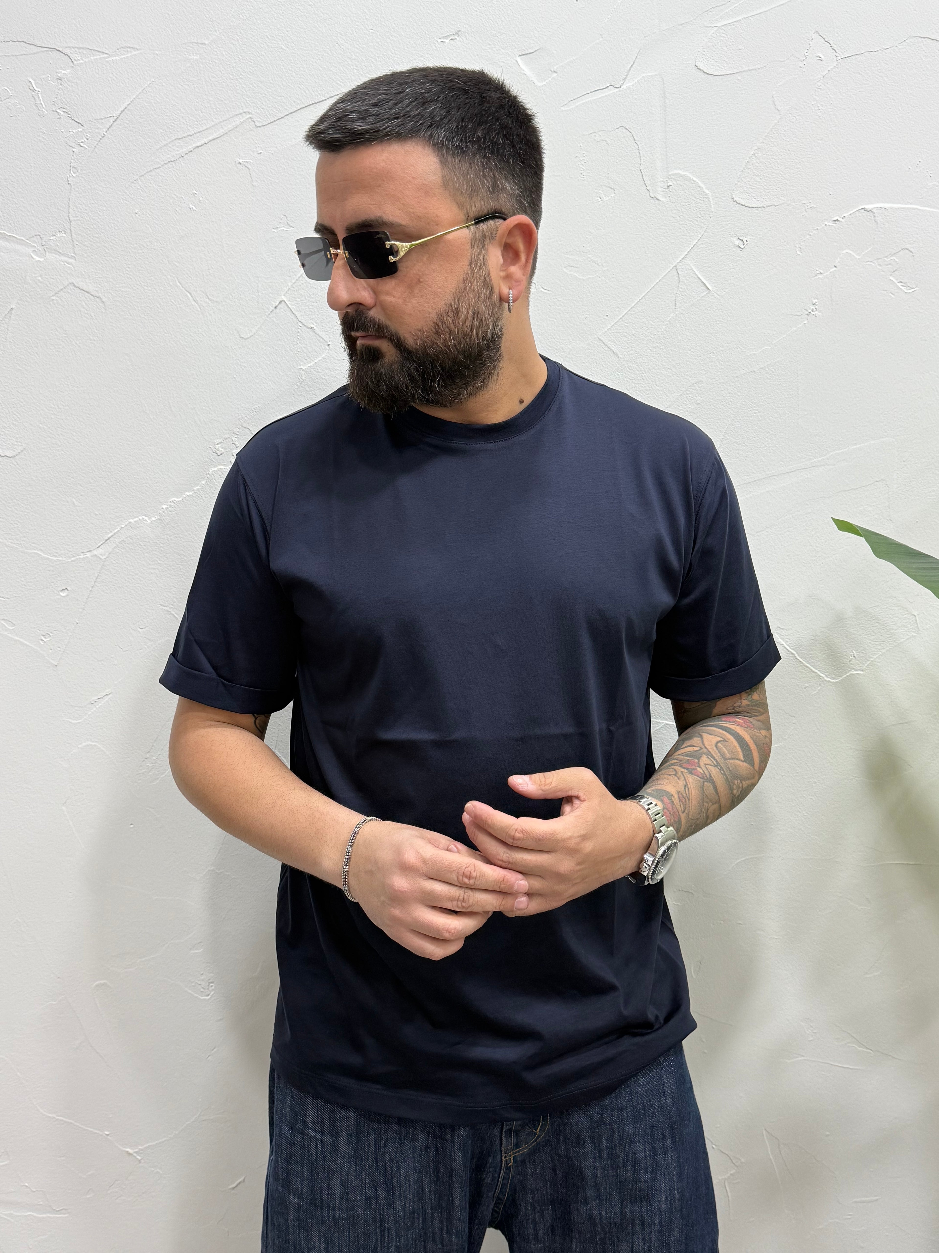 T shirt in filo di Scozia