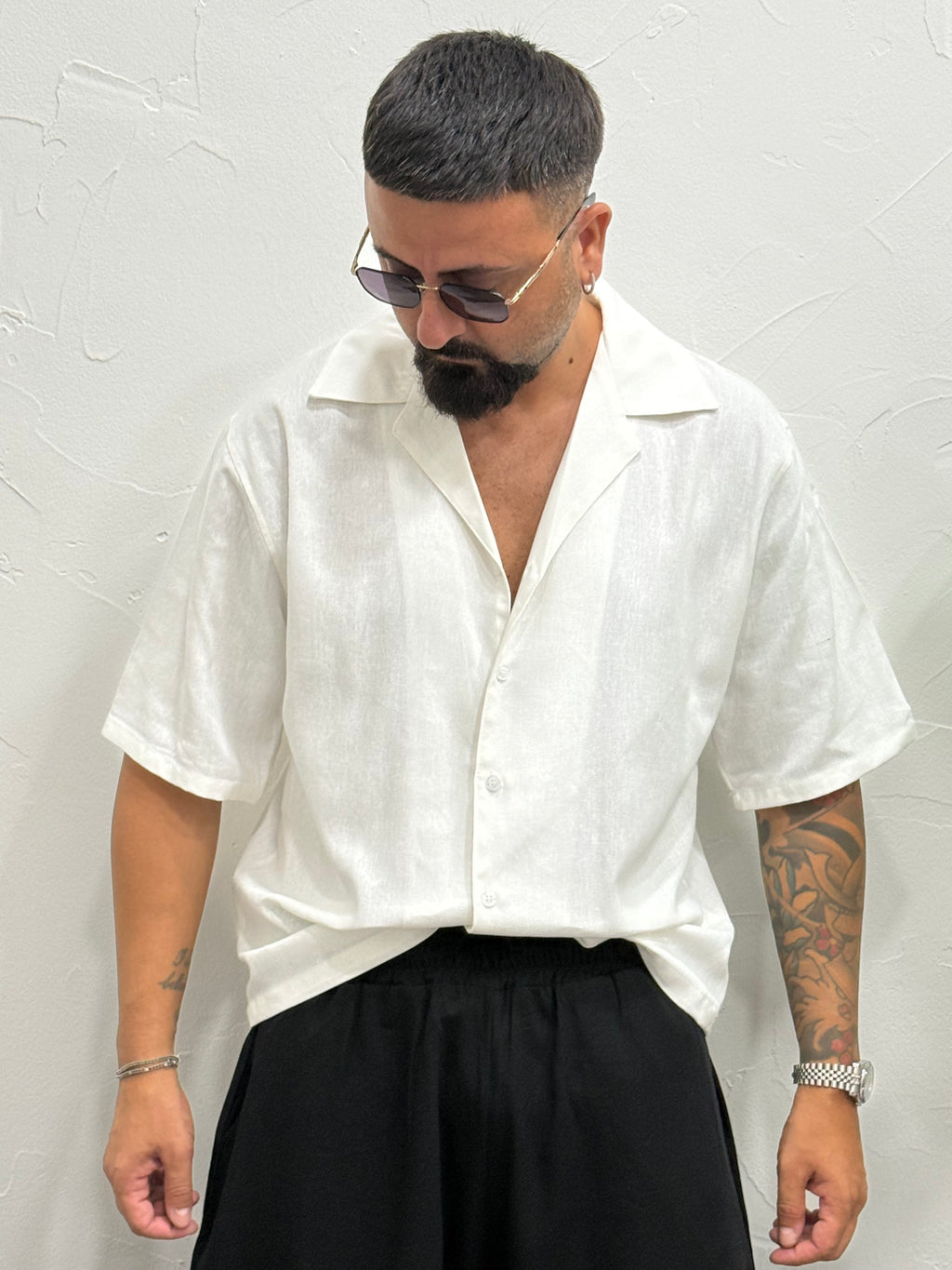 Camicia mezza manica di lino