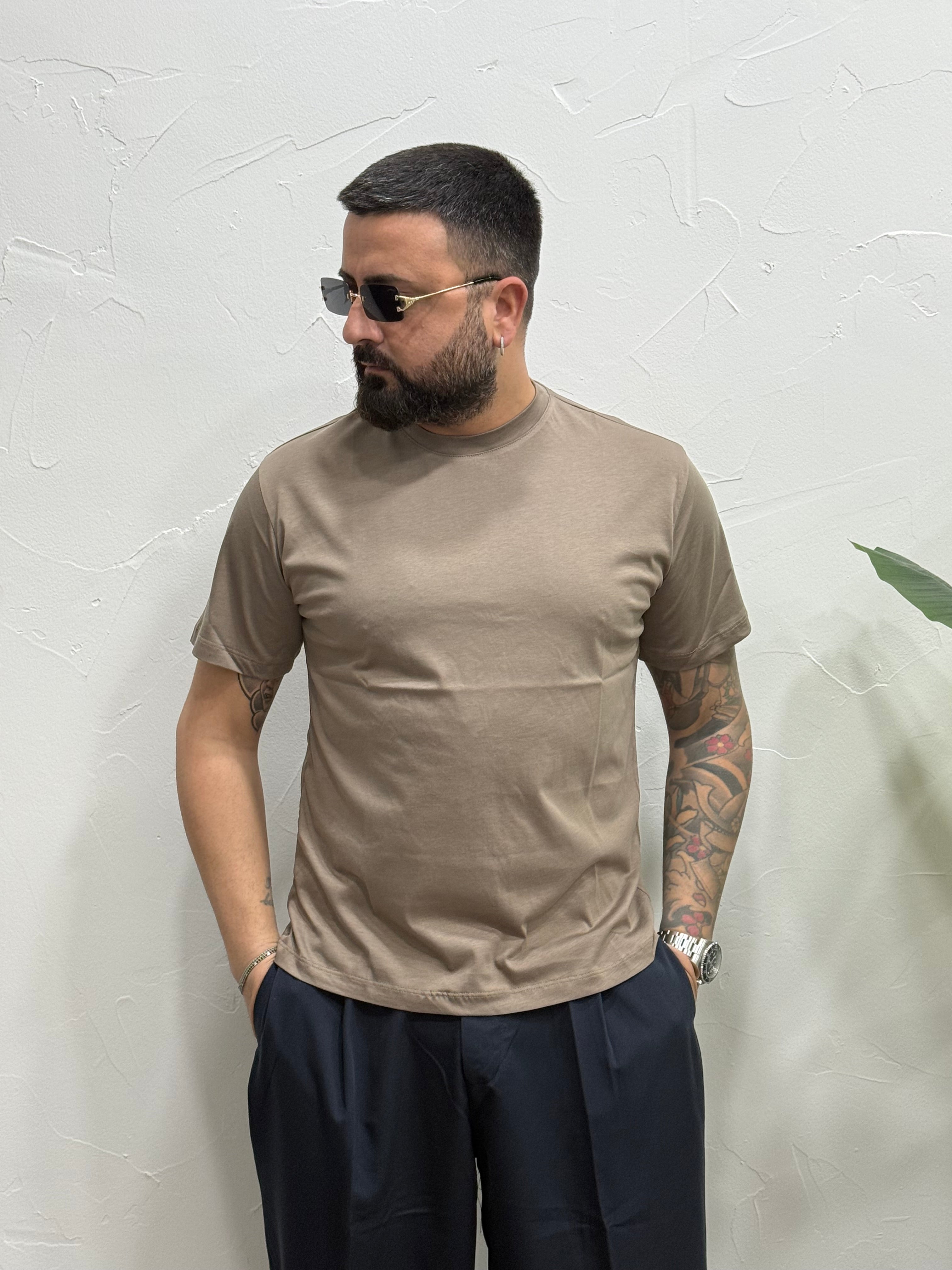 T shirt in filo di Scozia