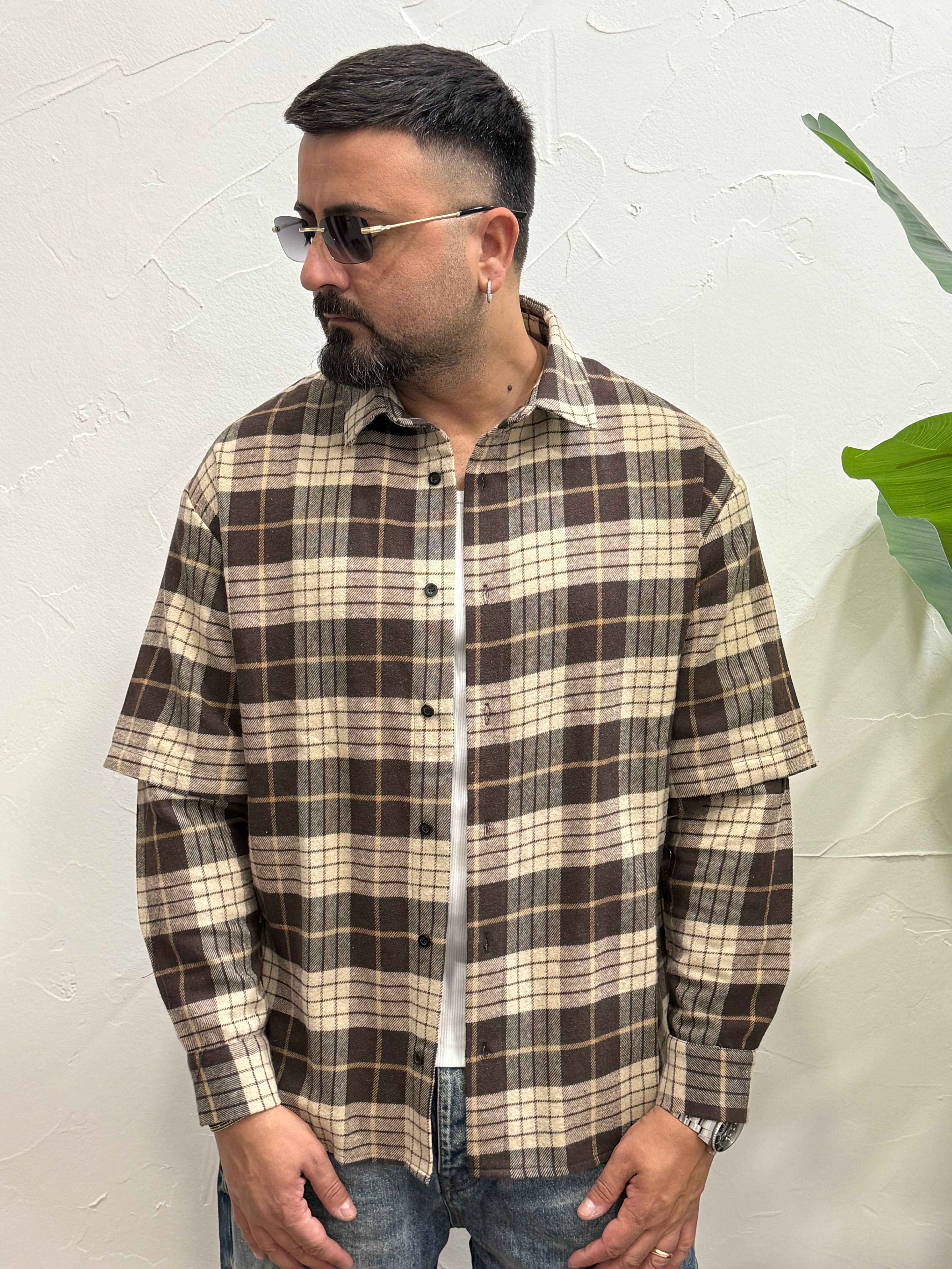 Camicia scozzese doppia manica