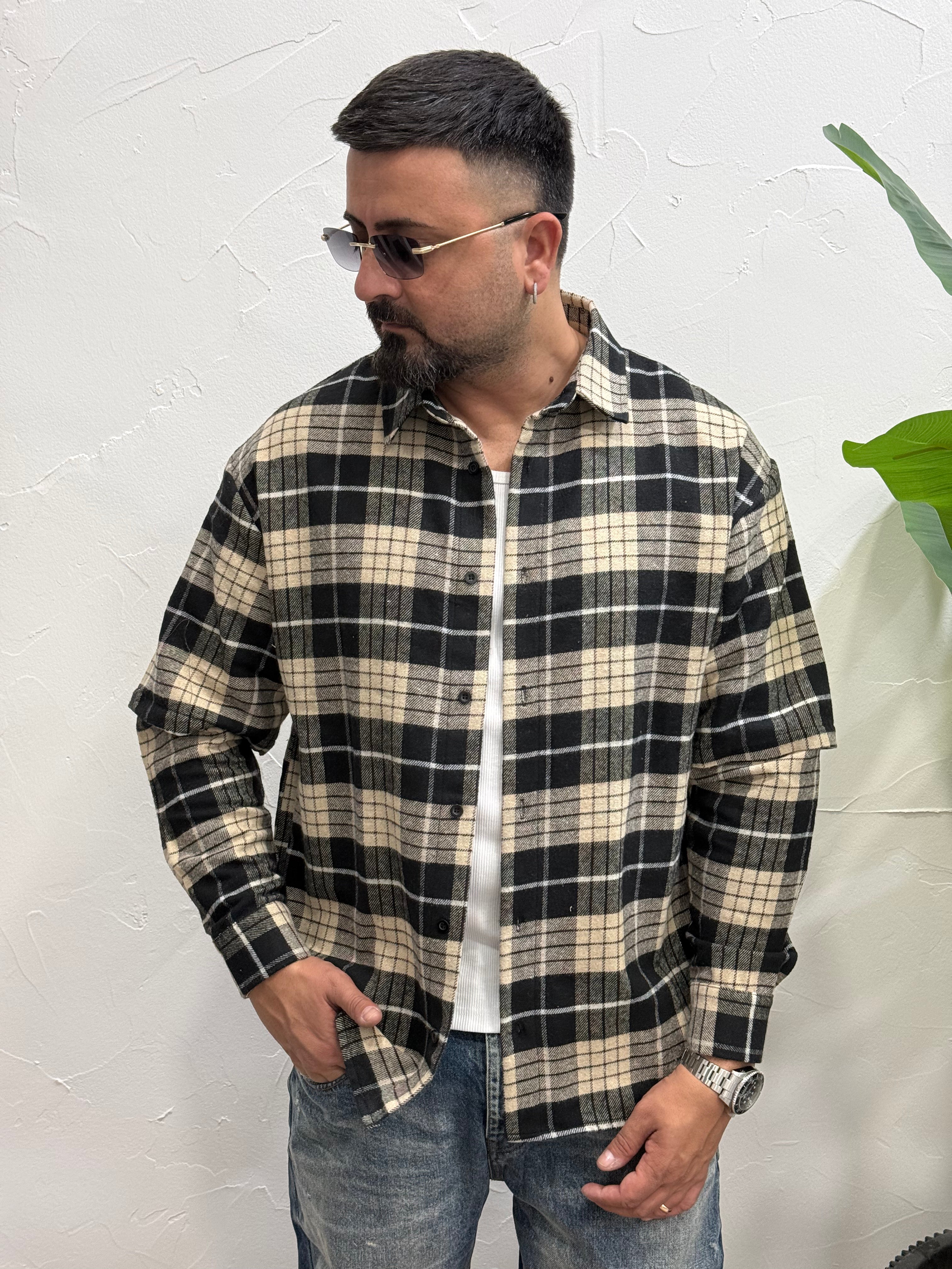 Camicia scozzese doppia manica